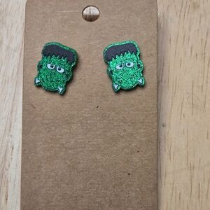 Green Monster Stud Earrings